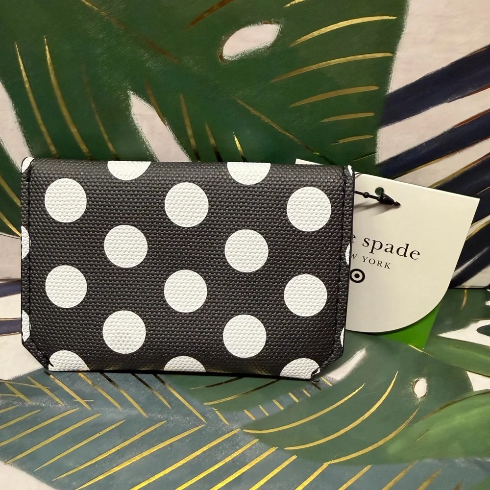 Kate Spade x Target Black and White Polka Dot Card Holder NWT